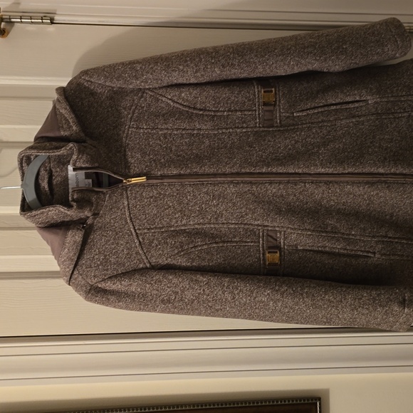 LIZ CLAIBORNE WOMEN'S BEAUTIFUL "TAUPE TWEED" HOODED  WINTER COAT SIZE SMALL - Picture 3 of 16